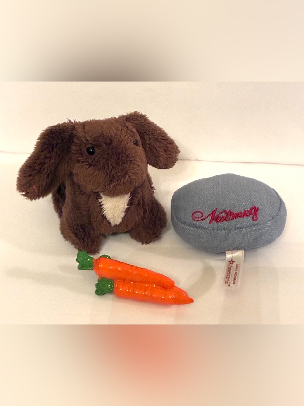 American Girl Julie Albright's Pet Bunny Rabbit Nutmeg pillow carrots original